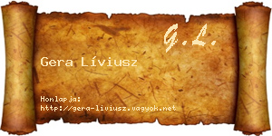 Gera Líviusz névjegykártya